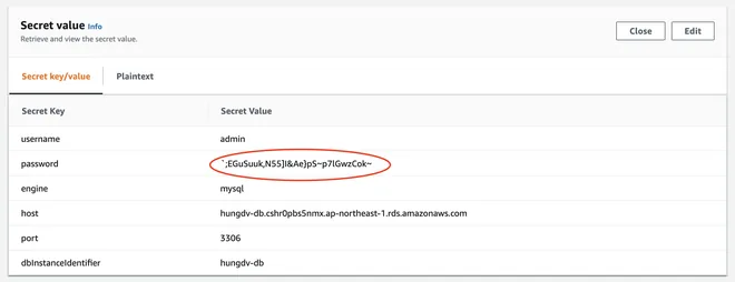 Lấy password trong secret manager