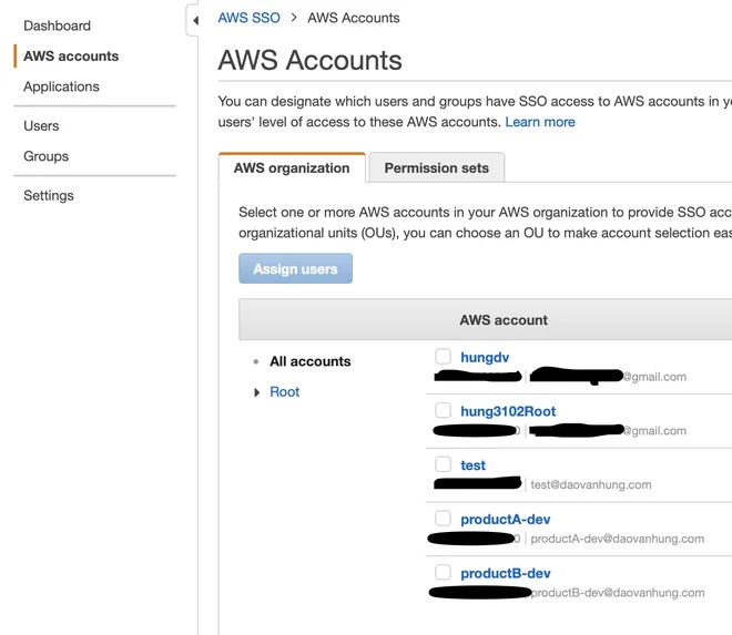 AWS Accounts trong AWS SSO
