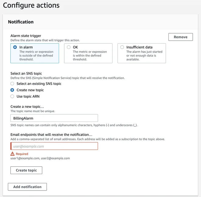 Thông báo chi phí với cloud watch aws