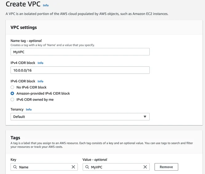Tạo VPC trong aws
