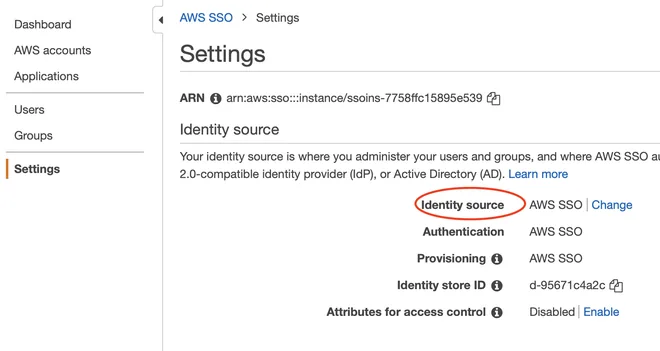 Identity Source in AWS SSO