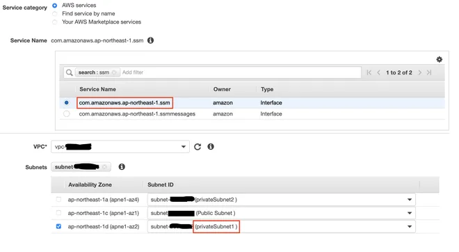 VPC endpoint for ssm