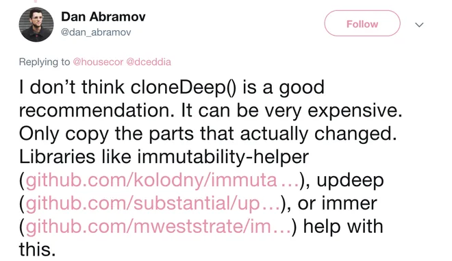 Ko nên dùng cloneDeep trong react