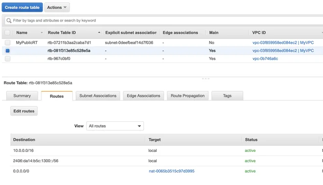 Thêm NAT Gateway vào Route Table aws