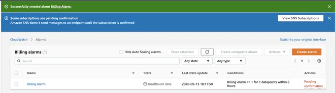 Thông báo chi phí với cloud watch aws