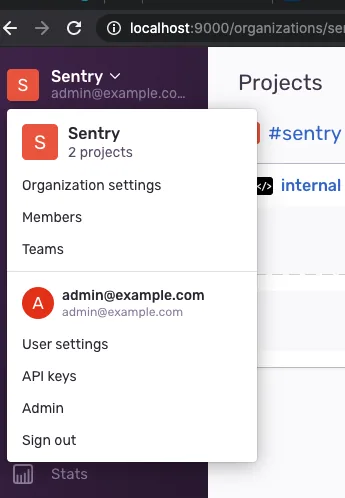 Lấy API token từ sentry