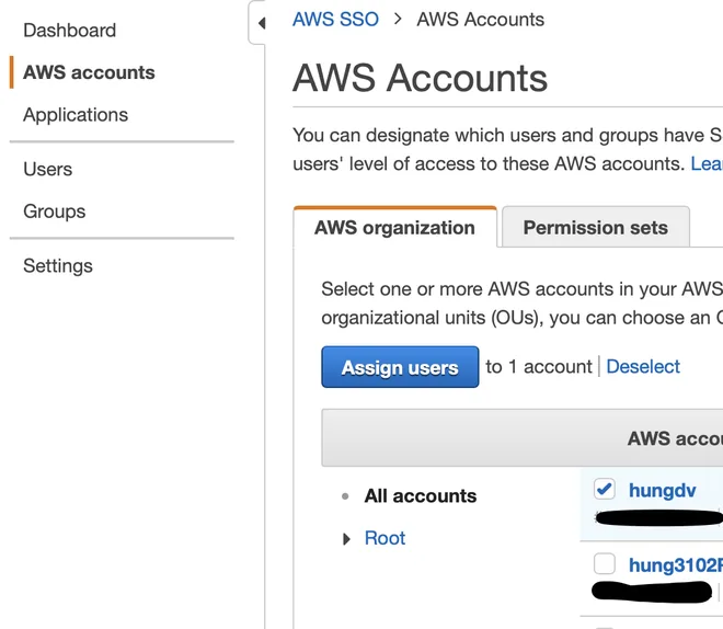 Thêm user vào aws account trong aws sso