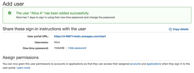 Add user trong aws sso