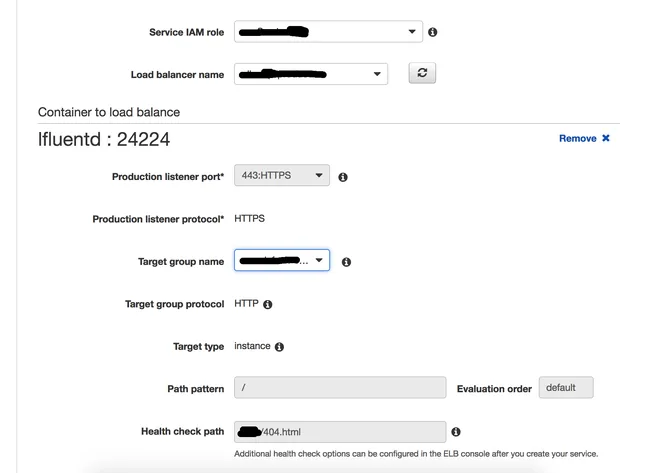 cấu hình load balancer vào ecs service aws