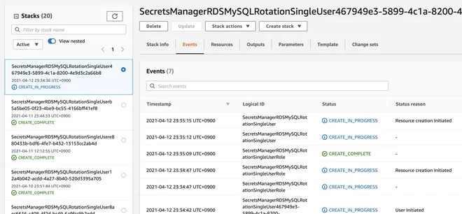 Check cloudFormation với secret manager